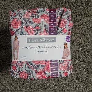 Flora Nikrooz Floral Pajama Set XXL Long Sleeve Notch Collar PJ Set NWT